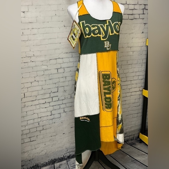 Styles Ever After Green Yellow Vintage Original Baylor NCAA Maxi Dress Size M - Picture 3 of 9